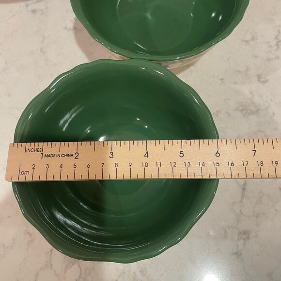 The Pioneer Woman Rose Shadow stoneware soup/cereal bowl set of 2 6” green - Picture 7 of 9